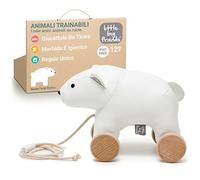Animali da tirare Little Big Friends | Giocattoli da tirare per bambini | Giocattolo tradizionale | Facile da Pulire | Sicuro per i bambini | Natale l'orso bianco