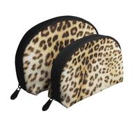 Animali dalla pelle di leopardo, Borsa per trucco a conchiglia Portamonete da donna Borsa da toilette piccola Borsa per cosmetici 2 pezzi