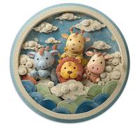 Animali d'Argilla Jigsaw Animali Carini Puzzle Rotondo 1000Pcs Adulti E Ragazzi Festa Aziendale Decorazione Della Famiglia 1000pcs (67.5x67.5cm)