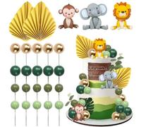 Animali Decorazione Torta Giungla, 25 Pezzi Giungla Animali Palla Cake Topper, palline decorative per torte, Topper Torta Animali, Decorazioni Torta Giungla, per Baby Shower, Festa di Compleanno (A)