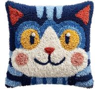 animali dei cartoni animati Kit Gancio di Chiusura per Cuscino Fai-da-Te,Gattino carino,Artigianato Facile da Imparare per Kit Tappeto con Gancio di Chiusura per Cuscino,43x43cm