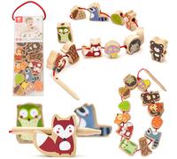 Animali del bosco in legno da infilare, 13 pezzi - Classic World
