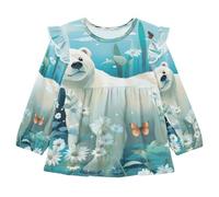 Animali del Fiore della Foresta Orso Polare Camicie Eleganti A Maniche Lunghe,Camicette Top Casual per Bambine da 1 a 5 Anni