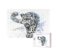 Animali del leopardo delle nevi,Puzzle in legno da 300 pezzi per famiglie, per adulti e adolescenti, decorazioni per la casa