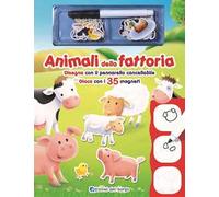 Animali della fattoria. Disegna con il pennarello cancellabile. Gioca con i 35 magneti. Con 35 magneti e 1 pennarello cancellabile