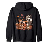 Animali della Foresta Carino Scena Autunnale Felpa con Cappuccio