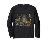 Animali della Foresta Cervo Orso Volpe Gufo Castoro Procione Maglia a Manica