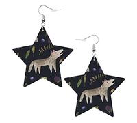 Animali della foresta selvaggia Orecchini in pelle a forma di stella Orecchini pendenti semplici da donna per lei
