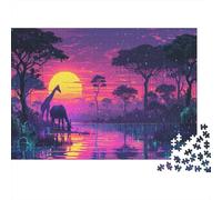 Animali della giungla Jigsaw Puzzle Impossibili 1000Pcs Giraffe Antelope Decorazione Per La Casa. Rilassamento E Intelligence Per Adulti E Bambini Da 12 Anni 1000pcs (75x50cm)