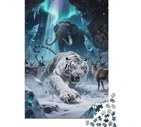 Animali della giungla Puzzle Impossibili 1000 Pezzi Aurore del Nord Decorazione Per La Casa. Rilassamento E Intelligence Per Adulti E Ragazzi Da 14 Anni 1000pcs (75x50cm)