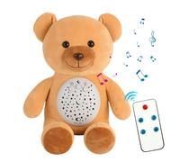 Animali di peluche cantanti, peluche musicale, proiettore a stella, luce notturna, giocattolo sonoro per bambini - Bambola comfort bianca con vibrazioni di luce e respirazione per bambini da 0 a 3