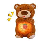 Animali di peluche rilassanti per - Cuscino lecca-lecca orso con effetti sonori e luminosi, comodo giocattolo in morbido peluche, compagno di per il sonno | Animali di peluche per la Sa