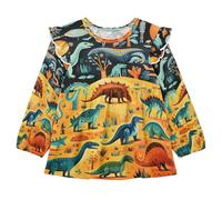 Animali Dinosauri Arancione Brillante Camicie Eleganti A Maniche Lunghe,Camicette Top Casual per Bambine da 1 a 5 Anni