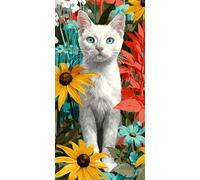 Animali Dipingere con i Numeri Kit, Gatto Bianco Grande Paint by Numbers Adulti, Set di Pittura con i Numeri, Kit di Pittura Acrilica, Principianti Facile su Tela Fai da Te Pittura 40x80cm J0L-1189