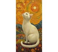 Animali Dipingere con i Numeri Kit, Gatto Bianco Grande Paint by Numbers Adulti, Set di Pittura con i Numeri, Kit di Pittura Acrilica, Principianti Facile su Tela Fai da Te Pittura 40x80cm J0L-1133