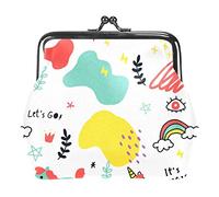 Animali disegnati a mano Parole modello Portamonete Vintage Pouch Pochette con fibbia Kiss-Lock Portamonete Chiusura con chiusura Portafogli per donna Ragazza