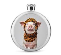 Animali domestici che indossano fiaschette per liquori con stampa leopardata, 141,7 g, in acciaio inox, a prova di perdite, portatile, per esterni, campeggio, viaggi, regali