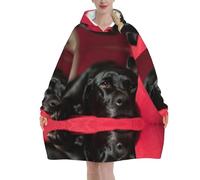 Animali domestici Labrador Retriever neri Bokeh Cani neri,Felpa con cappuccio oversize da donna, felpa con cappuccio, coperta in flanella