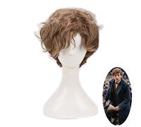 Animali fantastici e dove trovarli Newt Scamandro Short Brown Ombre Ricci Parrucche Cosplay Halloween Prop Capelli Gioco di ruolo