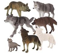 Animali figure giocattoli - Set da gioco con lupo della giungla africana (confezione da 7), set di giocattoli in miniatura, aggiunge fascino a giardini, terrazze, stagni e davanzali