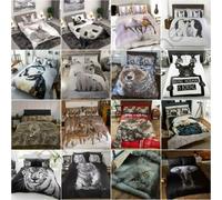 Animali Foto Set Copripiumino Husky Tigre Orso Cervo Gatti - Singolo,Doppio King