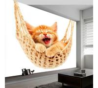 Animali Gatti, Carta da Parati Murale, 350 x 256 cm XXL Poster Gigante Non Tessuto, per Soggiorno Camera da Letto Camera dei Bambini Tv Sfondo Decorazione Parete, Amaca Lavorata A Maglia