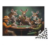 Animali Gioco Poker Puzzle Difficile da 1000 Pezzi per Adulti, Cervo, Poker, Giocatori, Tavolo, Premium, Spesso, Resistente, Alta Qualità, Vivace, Stimolante, Antistress 38x26cm/1000pz