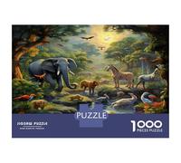 Animali Giungla Carta Premium 1000 Pezzi Set Di Puzzle A Rompicapo RainFauna Foresta con Gioco Familiare Divertente E Impegnativo, Puzzle Di Decorazione Bellissimo, Regalo Di Compleanno Perfetto 52x3