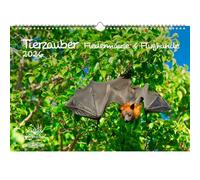 Animali magici pipistrelli e cani volanti, formato DIN A3, calendario 2026, per pipistrello, contenuto: 1 calendario, 1 ciondolo natalizio, 1 ciondolo di auguri (3 pezzi totali)