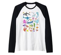 Animali marini Divertenti Bambini Bambini Creature oceaniche Pesce Pagliaccio Maglia con Maniche Raglan