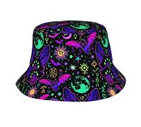 Animali misteriosi psichedelici Simboli magici Cappello da Pescatore per Donna Uomo, Cappello da Pescatore Ripiegabile alla Moda per Viaggi Vacanze al Mare