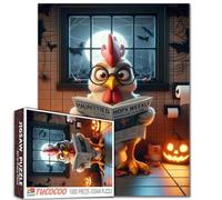 Animali polli che leggono giornali Halloween puzzle 1000 pezzi per adulti pipistrello zucca puzzle toilette regali per amici e familiari soggiorno decorazione da parete regalo unico