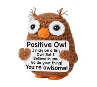 Animali positivi all'uncinetto - Animali all'uncinetto positivi | Gancio Owl Doll with Card Motivational Crochet Animals | Doll di supporto all'uncinetto positivo con parole ispiratrici per auto di