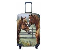 Animali Ricami Dipinti Cavalli Viaggio Bagaglio Elastico Lavabile Valigia Copertura Protettiva Moda Elastico Bagaglio Antipolvere Manica Adatto 18-32 pollici, Nero, L