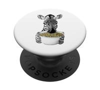 Animali selvatici a strisce che mangiano pasta istantanea con le mani PopSockets PopGrip Adesivo