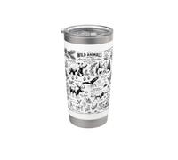 Animali selvatici della frontiera americana Vintage Sketch Collage Bicchiere termico in acciaio inox doppia parete