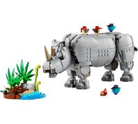 LEGO Creator 3 in 1 Animali Selvatici: Maestoso Rinoceronte con Uccelli Giocattolo - Set con Animale Trasformabile in Ippopotamo o Tricheco - Regalo Creativo per Bambine e Bambini da 9 Anni - 31171