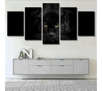 Animali selvatici pantera nera e occhio pantera 5 pezzi pannello tela parete arte decorazione