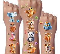 Animali Tatuaggi Glitter Bambini, 12 Foglie Tatuaggi Temporanei Animale per Ragazza Ragazzo, Tatuaggio Bambini Gadget Compleanno, Animali Tatuaggio per Regalo