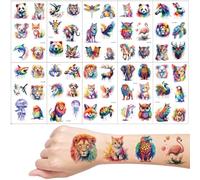 Animali Tatuaggi Temporanei per Bambini, 10 Foglie Acquerelli Animali Tatuaggio Giocattolo, Riempimento per Cartelle Scolastiche, Regalini per Feste di Compleanno per Ragazzo Ragazza