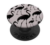 Animali tropicali alla moda uccelli affascinante nero beige fenicottero PopSockets PopGrip Adesivo