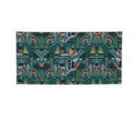 Animali verdi stampati sfondo festivo con occhielli angolari, vivace cartello da appendere per feste notturne