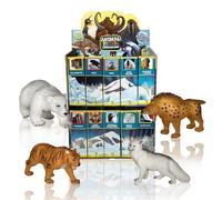 Animalpedia L'era Polare - Pack 4 animali - Giochi collezionabili per bambini. Giochi educativi, l'enciclopedia degli animali. Giocattoli in tpr morbidi. F (Tigre - Volpe Artica - Smilodonte - Orso)
