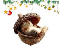 Animals Acorn Ornaments - Christmas Ornaments, 2D Acrylic Pendant Decoration, Flat Acrylic Forests Animal Acorn Figures, Cute Christmas Trees Hanging Decorations