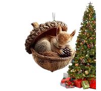 Animals Acorn Ornaments - Christmas Ornaments, 2D Acrylic Pendant Decoration, Flat Acrylic Forests Animal Acorn Figures, Cute Christmas Trees Hanging Decorations