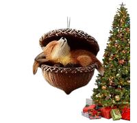Animals Acorn Ornaments - Christmas Ornaments, 2D Acrylic Pendant Decoration, Flat Acrylic Forests Animal Acorn Figures, Cute Christmas Trees Hanging Decorations
