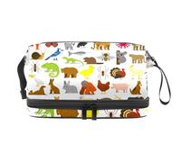 Animals Collection, trousse a doppio strato, per donne e ragazze, trousse da viaggio per trucchi, pratica borsa organizer con scomparto per pennelli, Multi, 27x15x14 cm/10.6x5.9x5.5 in, Beauty case