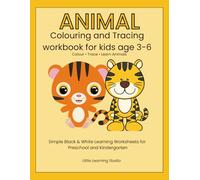 Animals Colouring and Tracing Workbook For Kids Age 3-6
