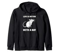 Animals Cute Mouse Rodent Rat Life is Better with a Rat Felpa con Cappuccio