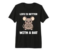 Animals Cute Mouse Rodent Rat Life is Better with a Rat Maglietta Premium